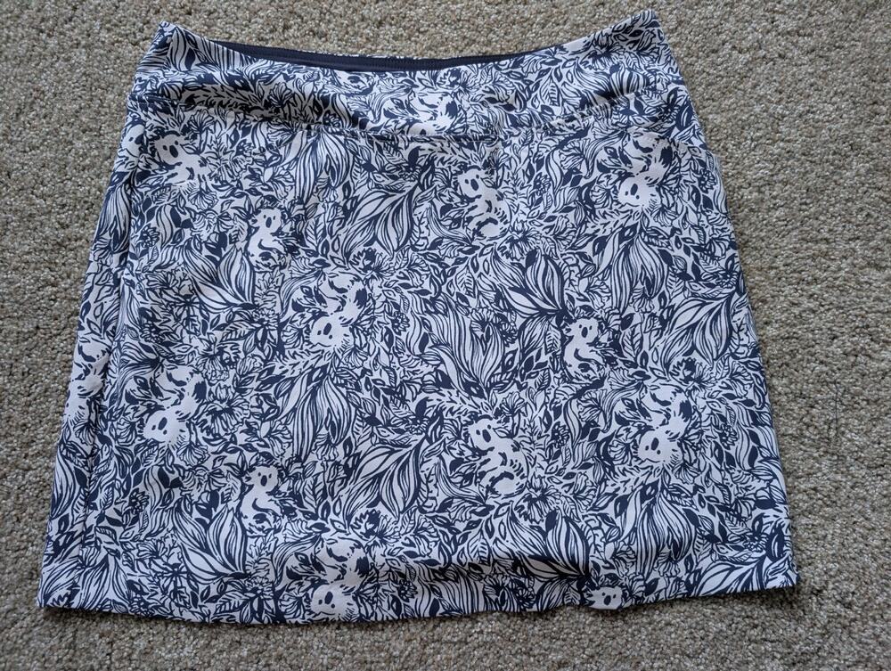 Lilly Pulitzer Luxletic Skort Size 12 Navy Blue White Floral Toile Koala Print